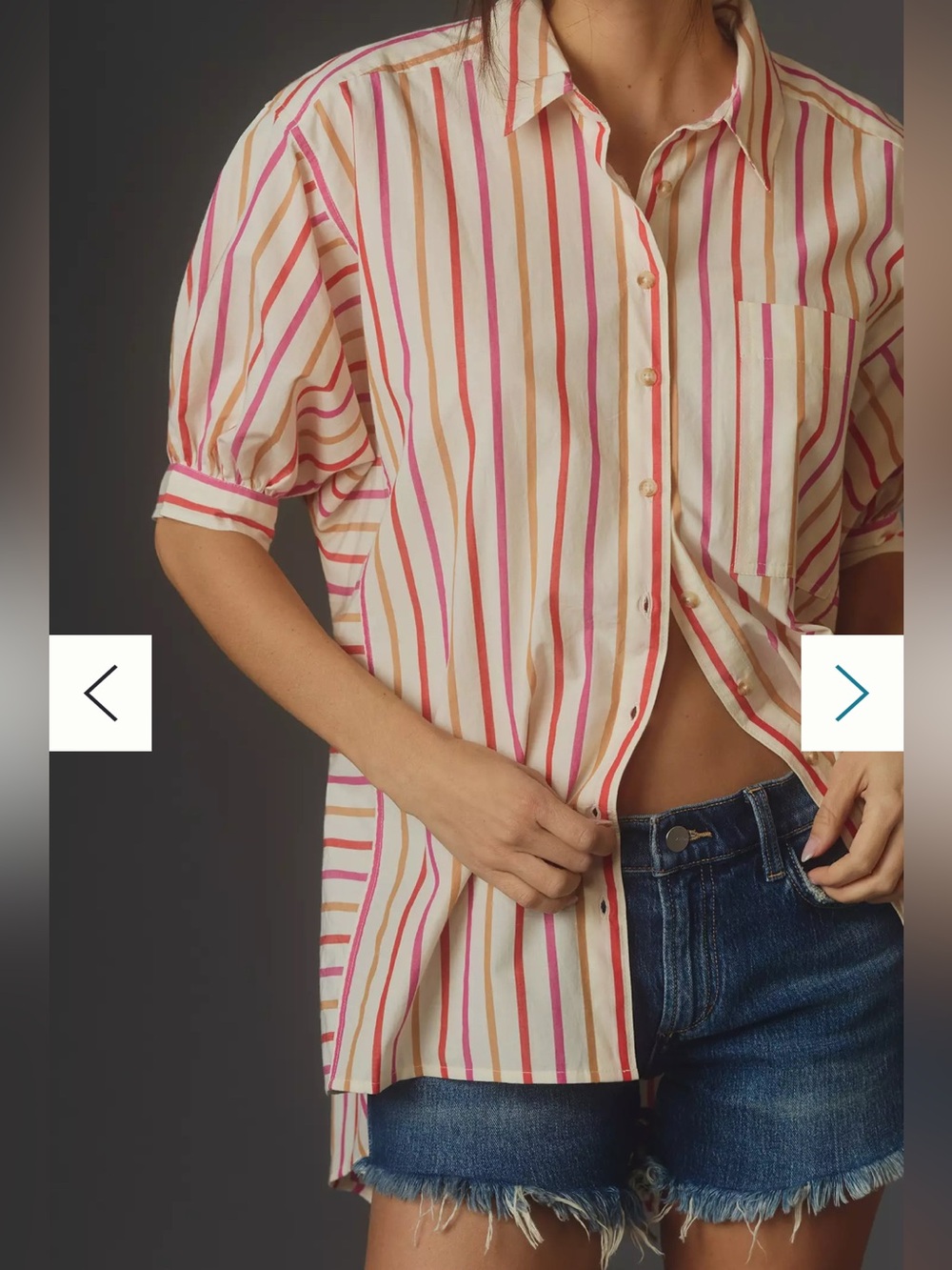 EUC ANTHROPOLOGIE PIlcro Brand Orange|Tan Painter Stripped Poplin Shirt - Picture 5 of 12